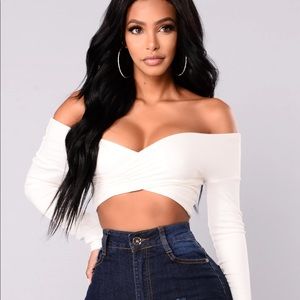 Fashion Nova White Criss cross crop top